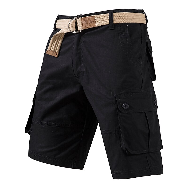 Men's Cargo Shorts Shorts Hiking Shorts Multi Pocket Plain Wearable Knee Length Outdoor Casual Daily 100% Cotton Sports Fashion Black Yellow