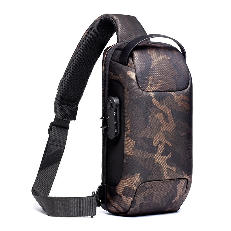 Men's Crossbody Bag Chest Bag Oxford Cloth Daily Large Capacity Durable Solid Color Black Army Green Blue