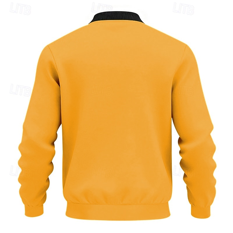 Men's Lightweight Jacket Casual Jacket Vacation Daily Breathable Pocket Spring Fall Plain Fashion Classic Stand Collar Regular Black Yellow Red Navy Blue Royal Blue Jacket