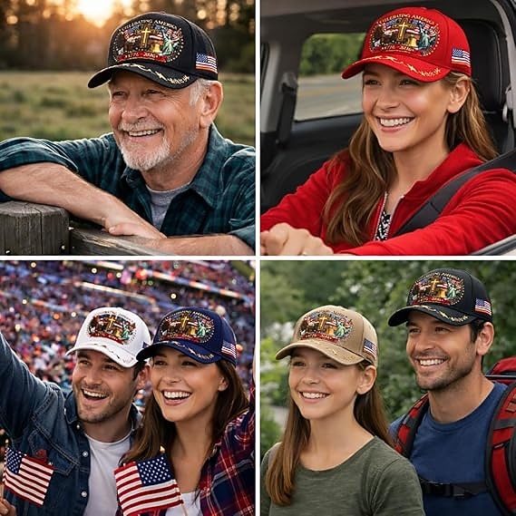 United States 250th Anniversary Unisex Cap Embroidered Patriotic Hat, Independence Day Celebration, USA Flag Design, Perfect Patriotic Gift for Men and Women Semiquincentennial for Family