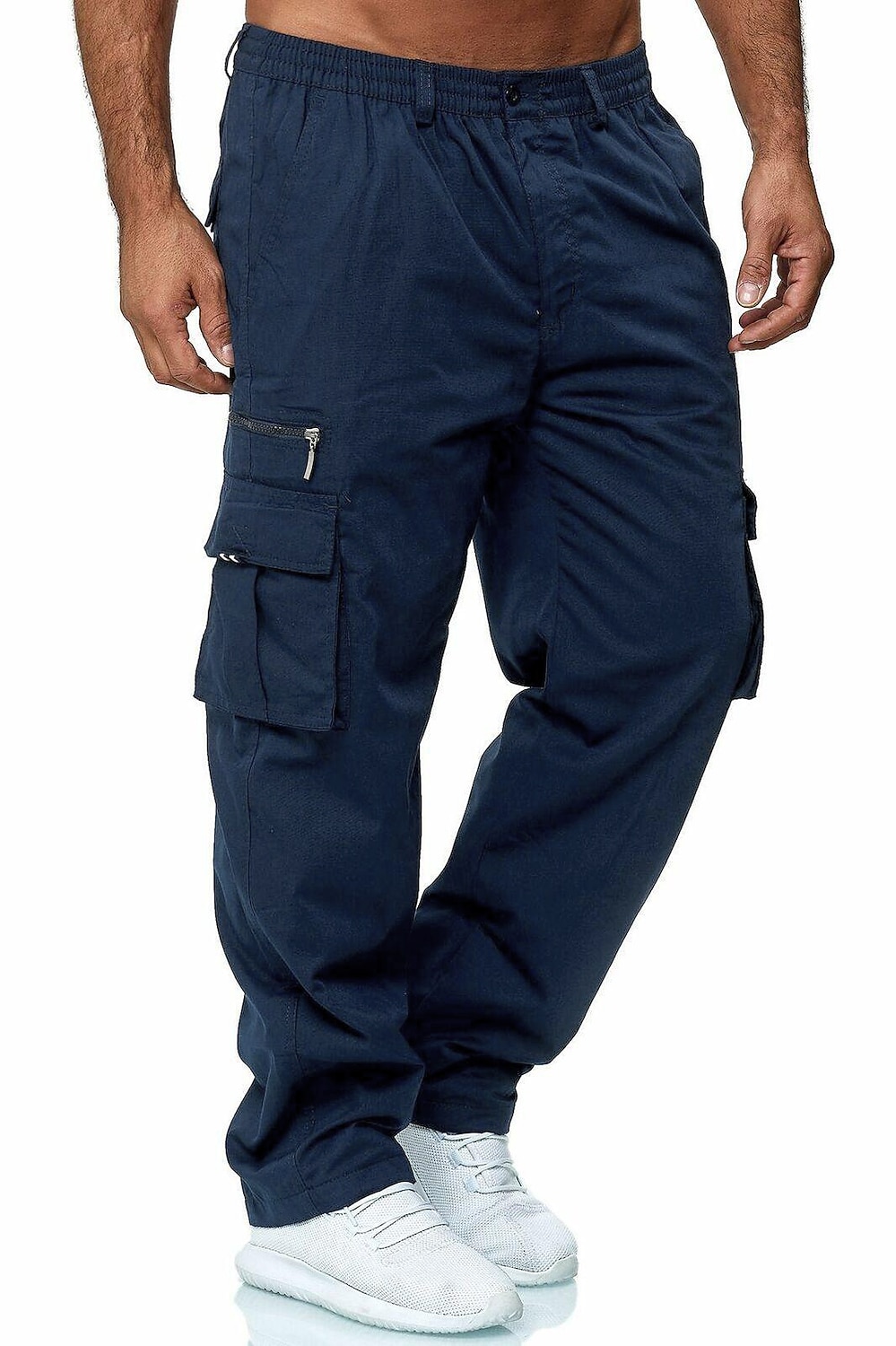 Mens Fashion Cargo Pants Casual Loose Trousers Multi-Pocket Outdoor Work Pants Jogger Athletic Sweatpants Navy