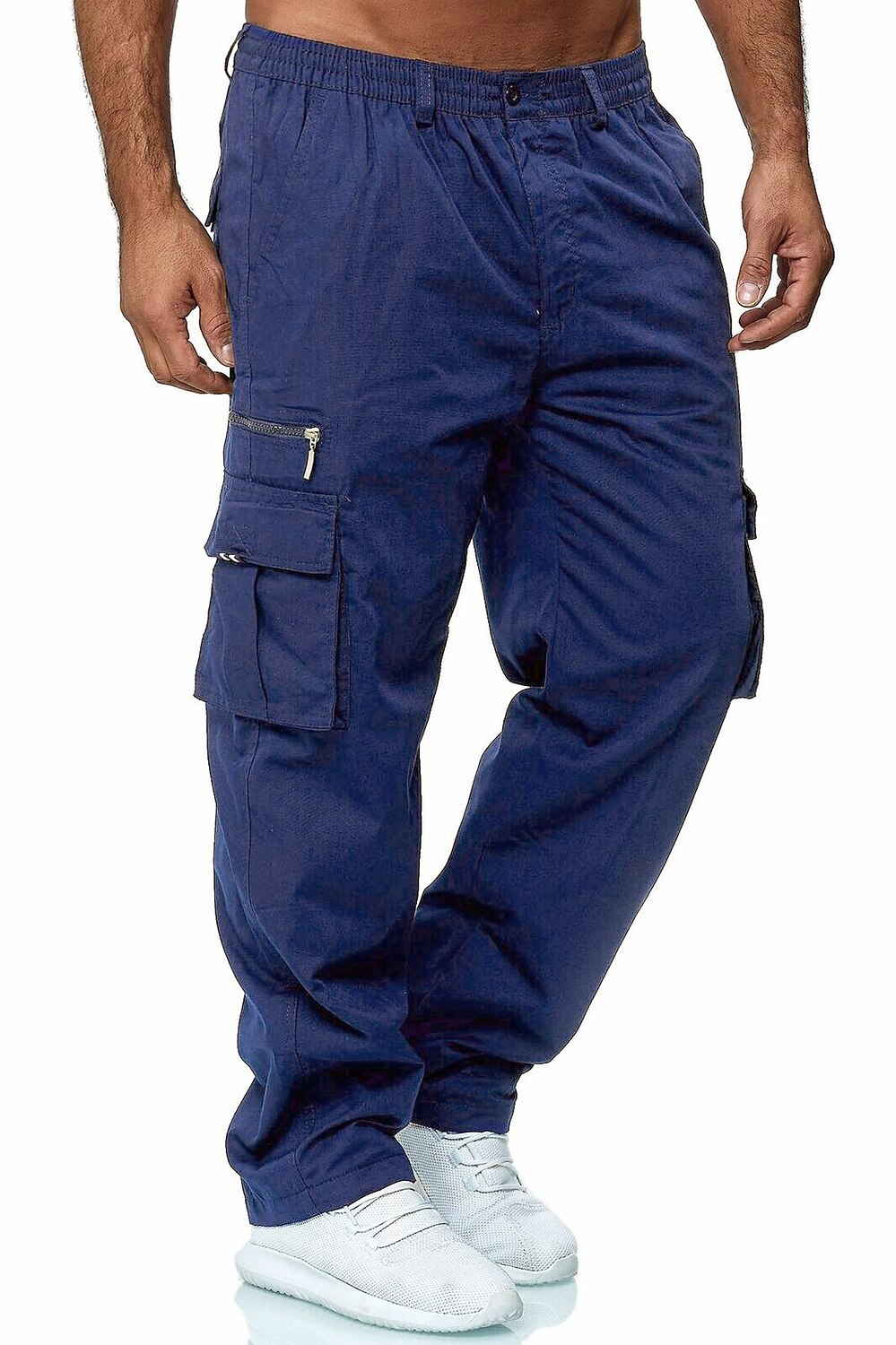 Men's Cargo Pants Cargo Trousers Trousers Elastic Waist Multi Pocket Straight Leg Multi Color Outdoor Sports Full Length Daily Wear Casual ArmyGreen Black Inelastic