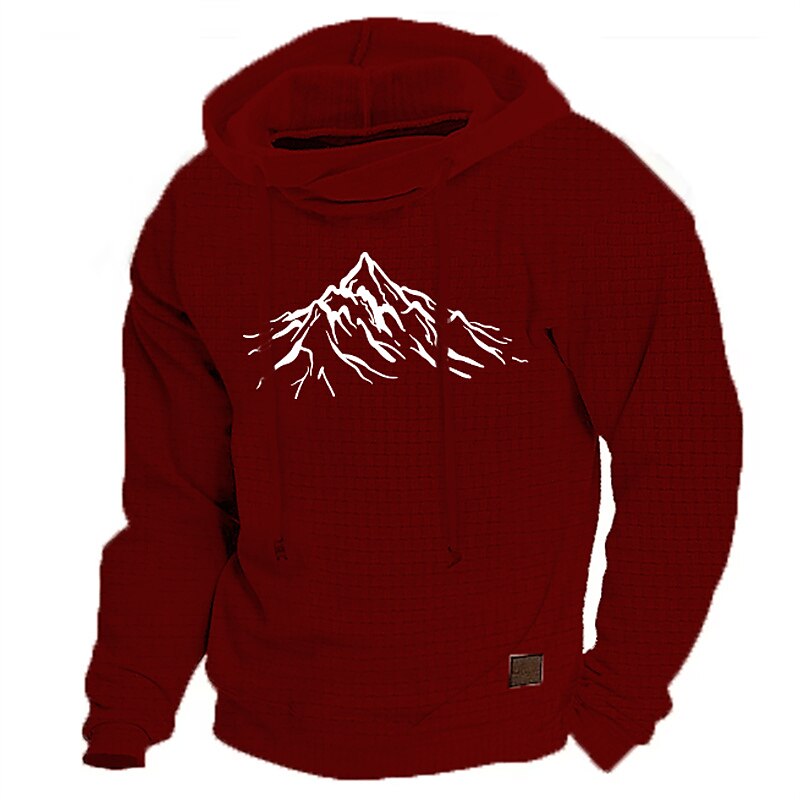 Men's Hoodie Pullover Hoodie Sweatshirt Black White Wine Army Green Royal Blue Hooded Solid Color Drawstring Sports & Outdoor Casual Streetwear Hot Stamping Basic Streetwear Sportswear Fall Winter