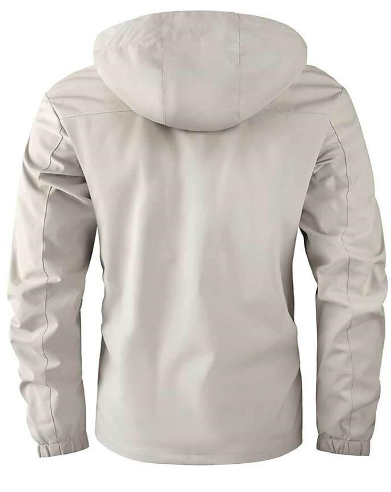 Men's Winter Coat Winter Jacket Sport Coat Raincoat Outdoor Camping & Hiking Waterproof Windbreaker Zipper Pocket Fall Winter Solid Color Fashion Streetwear Hooded Regular Wine Black White Army Green