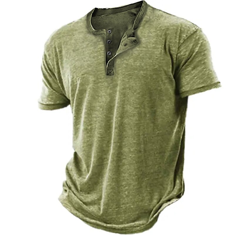 Men's Henley Shirt Tee Graphic Number Henley 3D Print Outdoor Casual Short Sleeve Button-Down Print Clothing Apparel Fashion Designer Comfortable