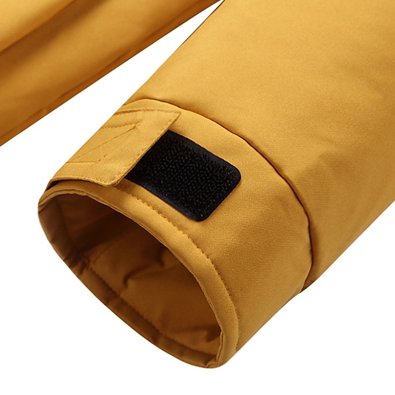 Men's Winter Coat Down Jacket Puffer Jacket Pocket Office & Career Date Casual Daily Outdoor Casual Sports Winter Solid / Plain Color Black Yellow Blue Beige Puffer Jacket