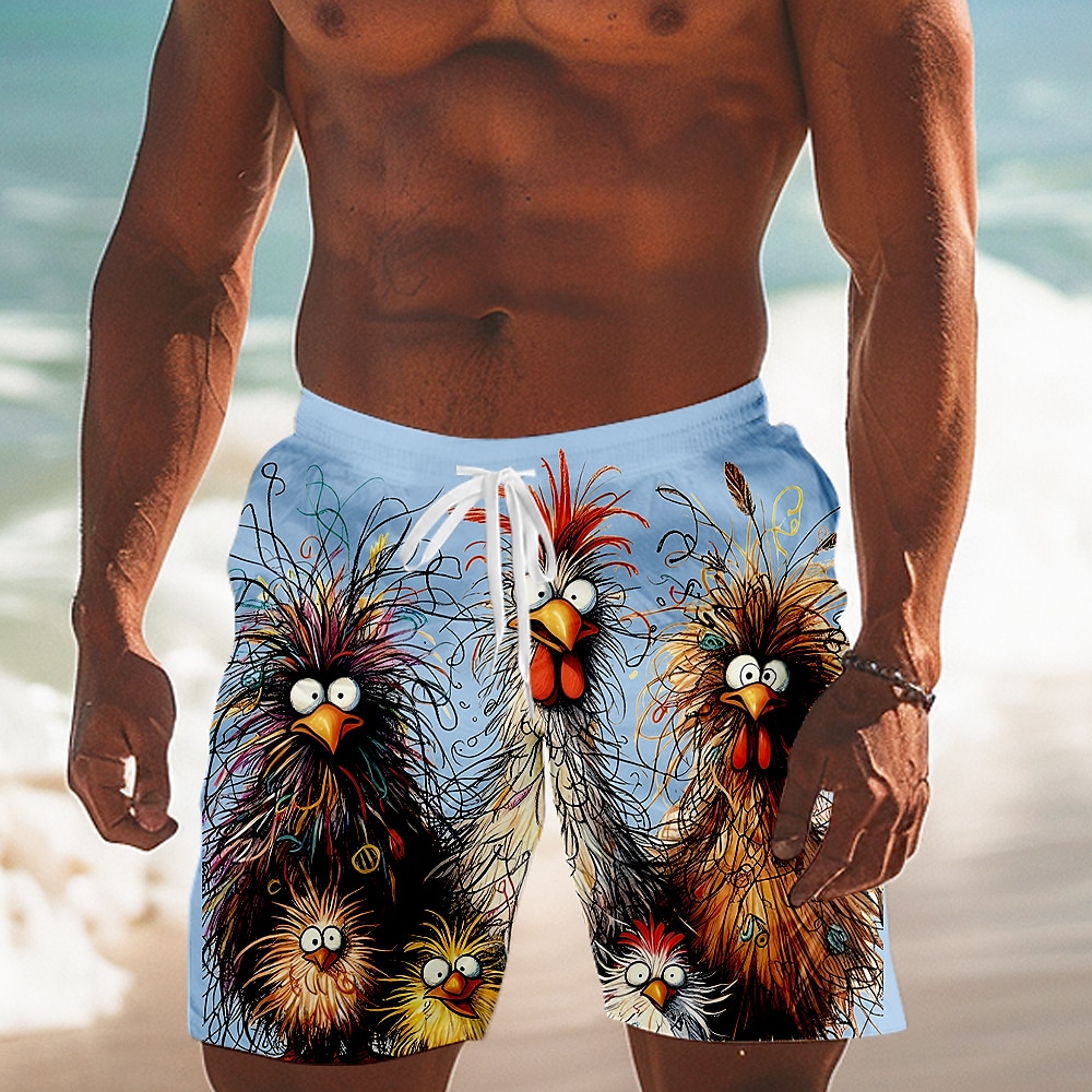 Men's Animal Crocodile Funny Swimming Trunks Board Shorts Shorts Mid Waist Streetwear Hawaiian Casual Daily Holiday Pocket Drawstring Elastic Waist Designer Clothing Apparel