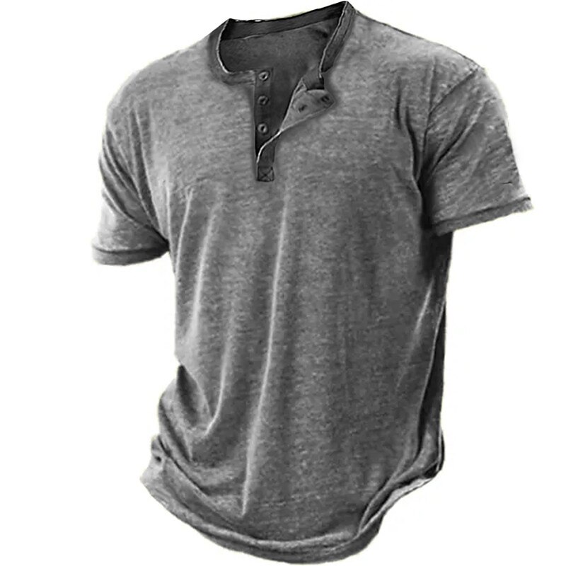 Men's Henley Shirt Tee Graphic Number Henley 3D Print Outdoor Casual Short Sleeve Button-Down Print Clothing Apparel Fashion Designer Comfortable