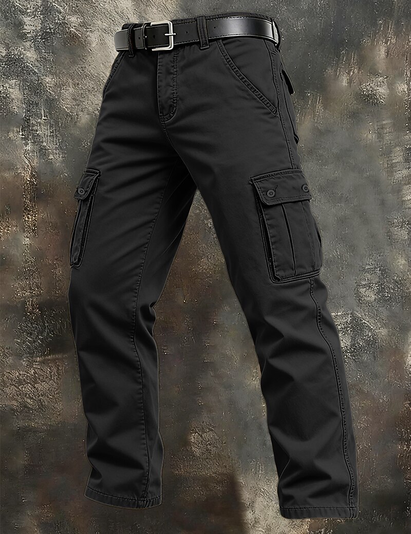 Men's Cargo Pants Trousers Work Pants Buttons Multi Pocket Plain Wearable Full Length Outdoor Daily Camping & Hiking Vacation Fashion Black Army Green Inelastic