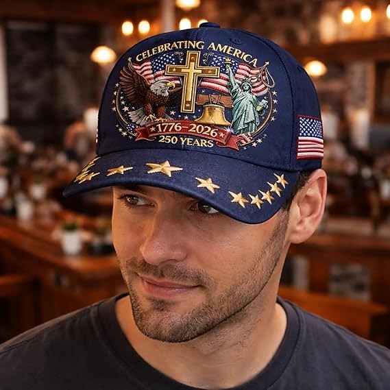 United States 250th Anniversary Unisex Cap Embroidered Patriotic Hat, Independence Day Celebration, USA Flag Design, Perfect Patriotic Gift for Men and Women Semiquincentennial for Family