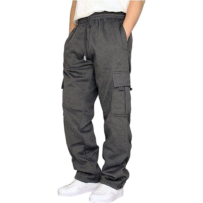 Men's Cargo Sweatpants Sweatpants Trousers Drawstring Pocket Elastic Waist Plain Comfort Sports Outdoor Daily Fashion Casual Black White Micro-elastic