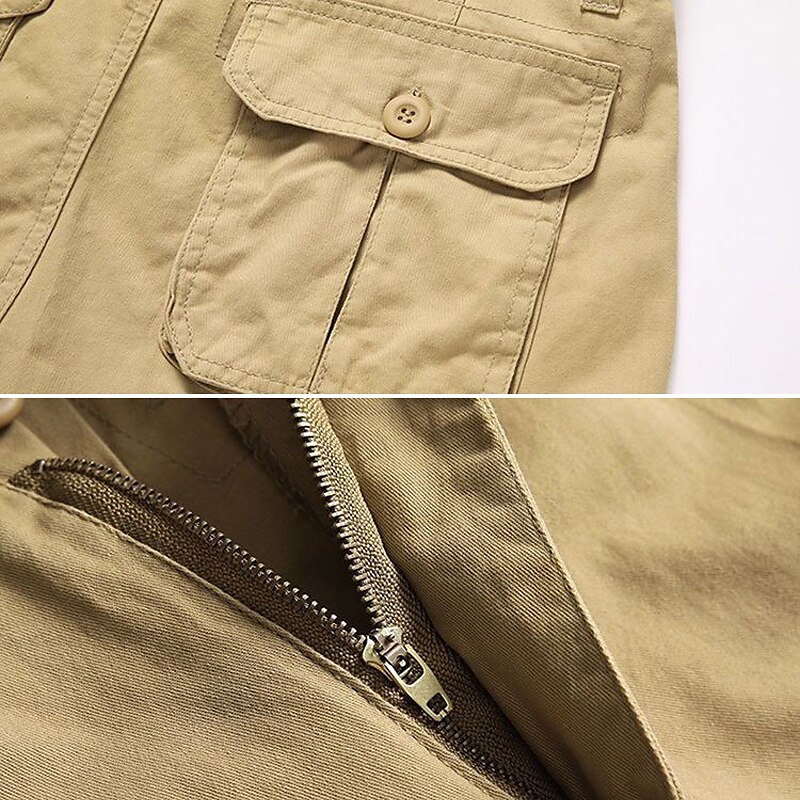 Men's Cargo Shorts Shorts Hiking Shorts Multi Pocket Plain Wearable Knee Length Outdoor Casual Daily 100% Cotton Sports Fashion Black Yellow