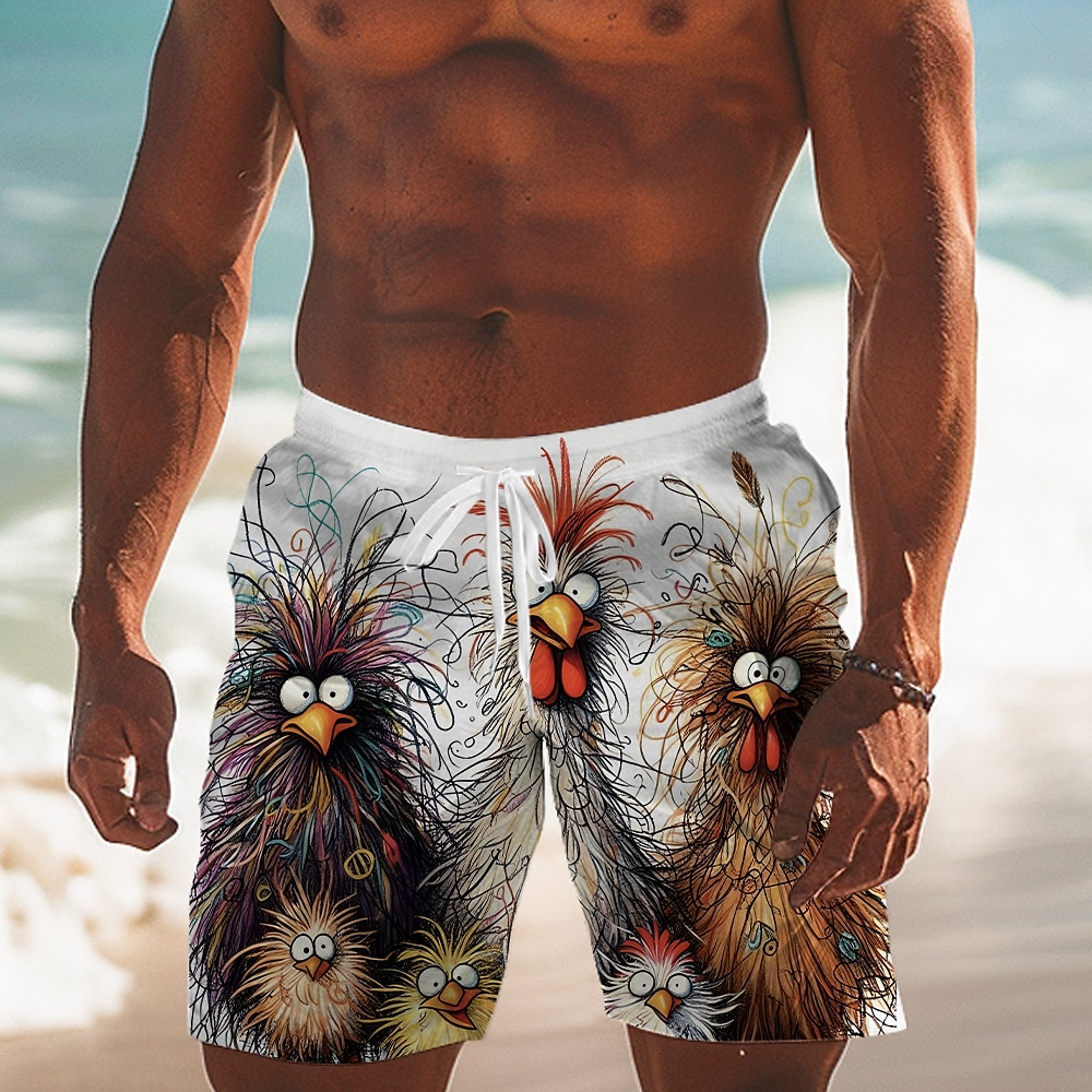 Men's Animal Crocodile Funny Swimming Trunks Board Shorts Shorts Mid Waist Streetwear Hawaiian Casual Daily Holiday Pocket Drawstring Elastic Waist Designer Clothing Apparel