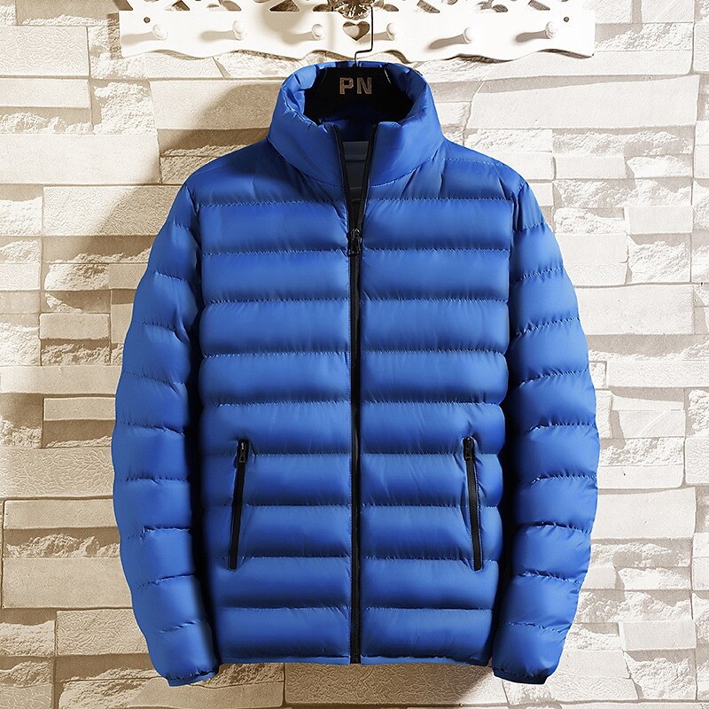 Men's Winter Coat Puffer Jacket Padded Jacket Pocket  Vacation Daily Wear Date Regular Fashion Casual Comfortable Thermal Warm Fall Winter Solid / Plain Color Black Blue Dark Blue Puffer