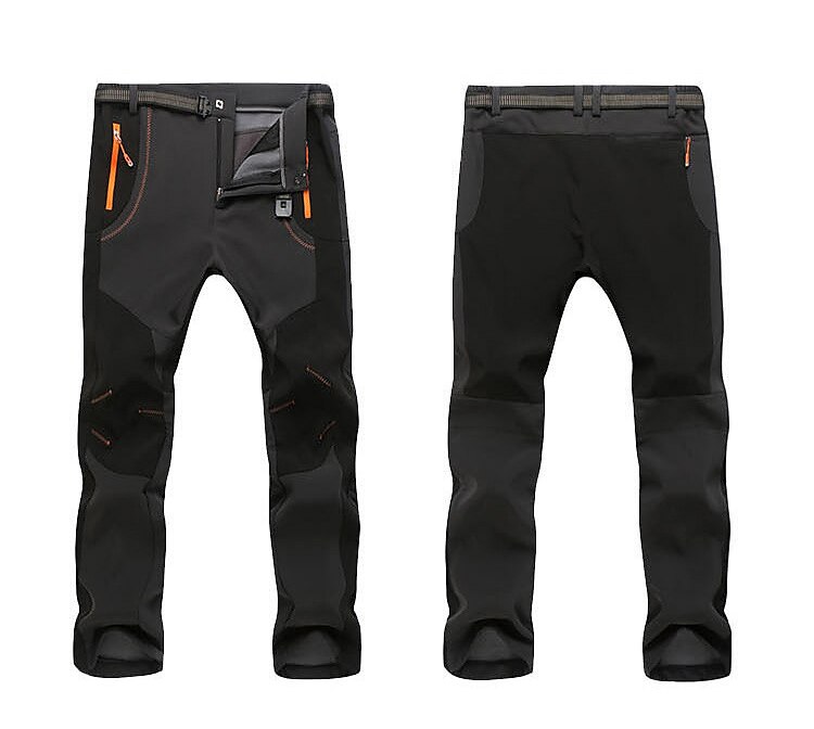 Men's Fleece Lined Pants Waterproof Hiking Pants Trousers Softshell Pants Winter Outdoor Thermal Warm Windproof Fleece Lining Pants / Trousers Bottoms Army Green Gray Black Hunting Fishing Climbing