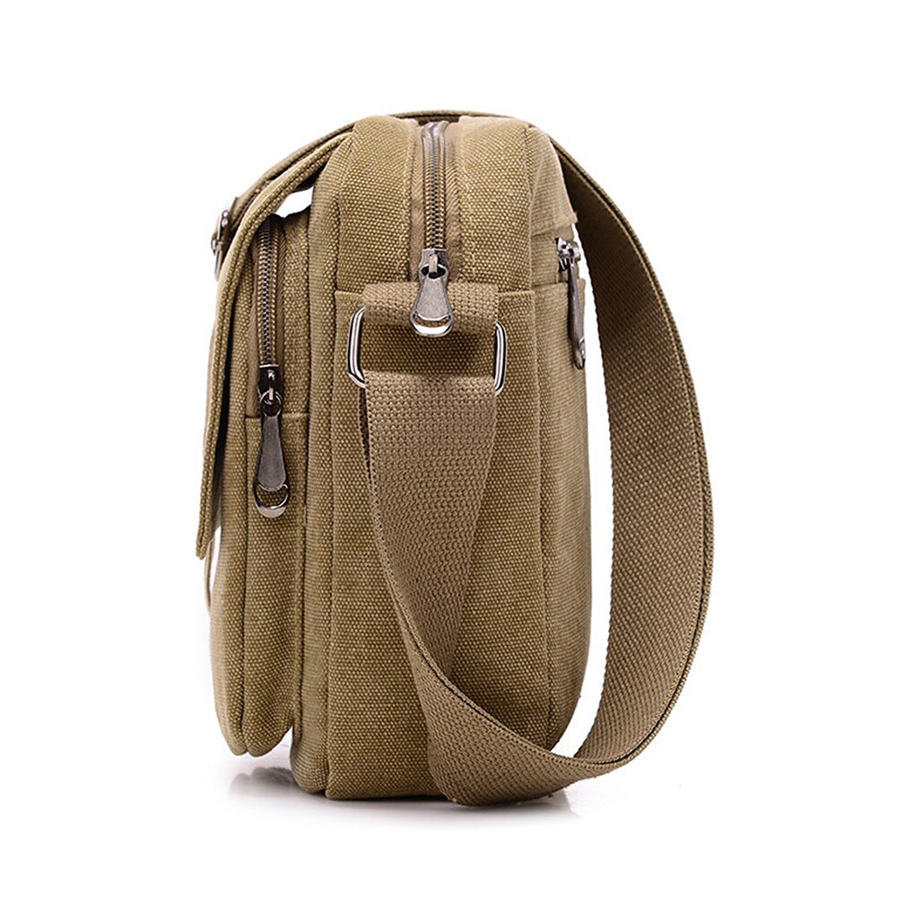 Men's Crossbody Bag Messenger Bag Canvas Outdoor Daily Lightweight Durable Solid Color Black Army Green Khaki