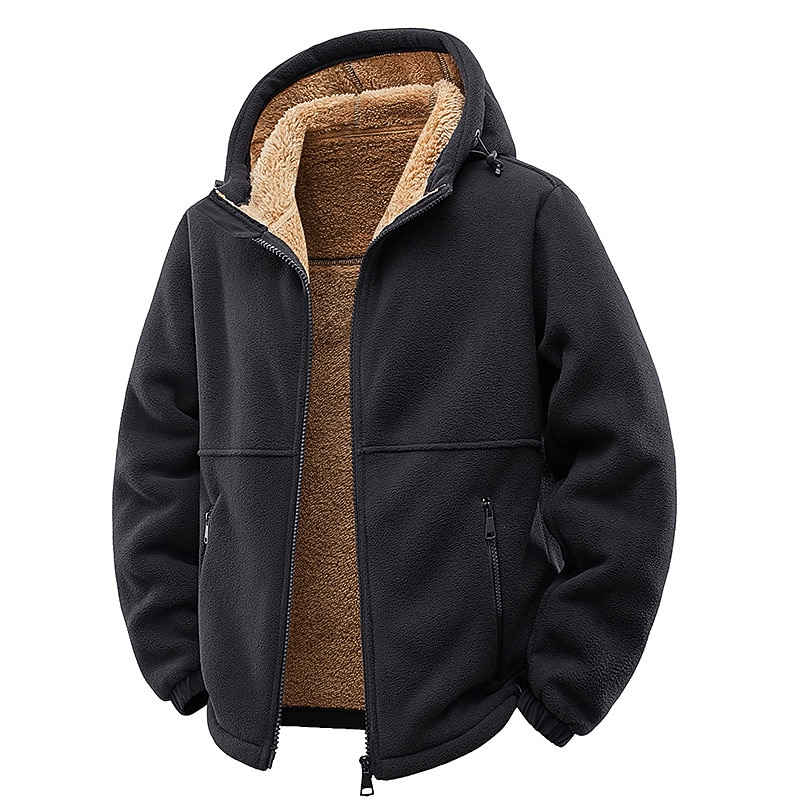Men's Hoodie Full Zip Hoodie Zip Hoodie Sweatshirt Zip Up Hoodies Sherpa Fleece Hoodie Blue Black Army Green Brown Hooded Plain Zip Up Pocket Sports & Outdoor Daily Holiday Polyester Streetwear Basic