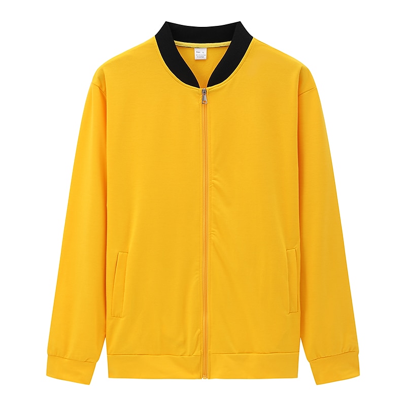 Men's Lightweight Jacket Casual Jacket Vacation Daily Breathable Pocket Spring Fall Plain Fashion Classic Stand Collar Regular Black Yellow Red Navy Blue Royal Blue Jacket