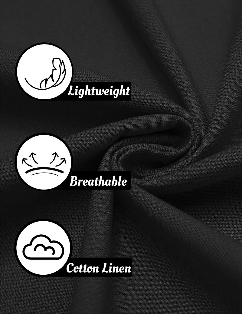 Men's Shirt Linen Shirt Band Collar Shirt Summer Shirt Beach Wear Button Up Shirt Plain Casual Daily Black White Blue Long Sleeve Band Collar Spring & Summer Clothing Apparel