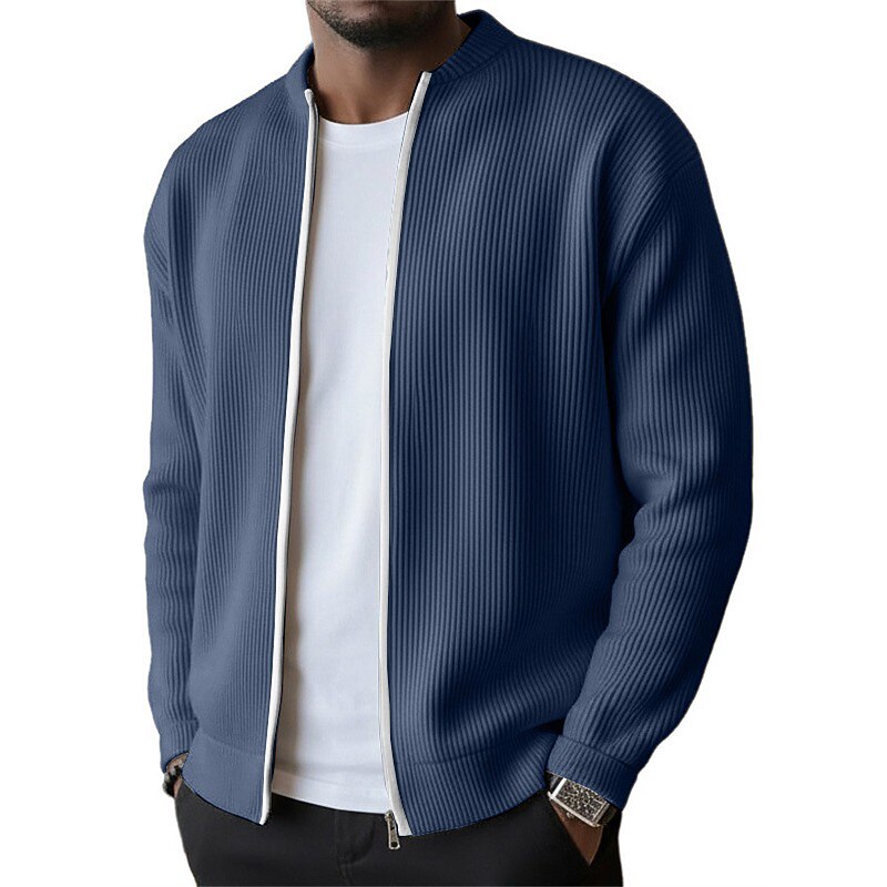 Men's Lightweight Jacket Corduroy Jacket Casual Jacket Vacation Daily Breathable Pocket Spring Fall Plain Fashion Classic Stand Collar Regular Black Light Green Red Navy Blue Purple Jacket