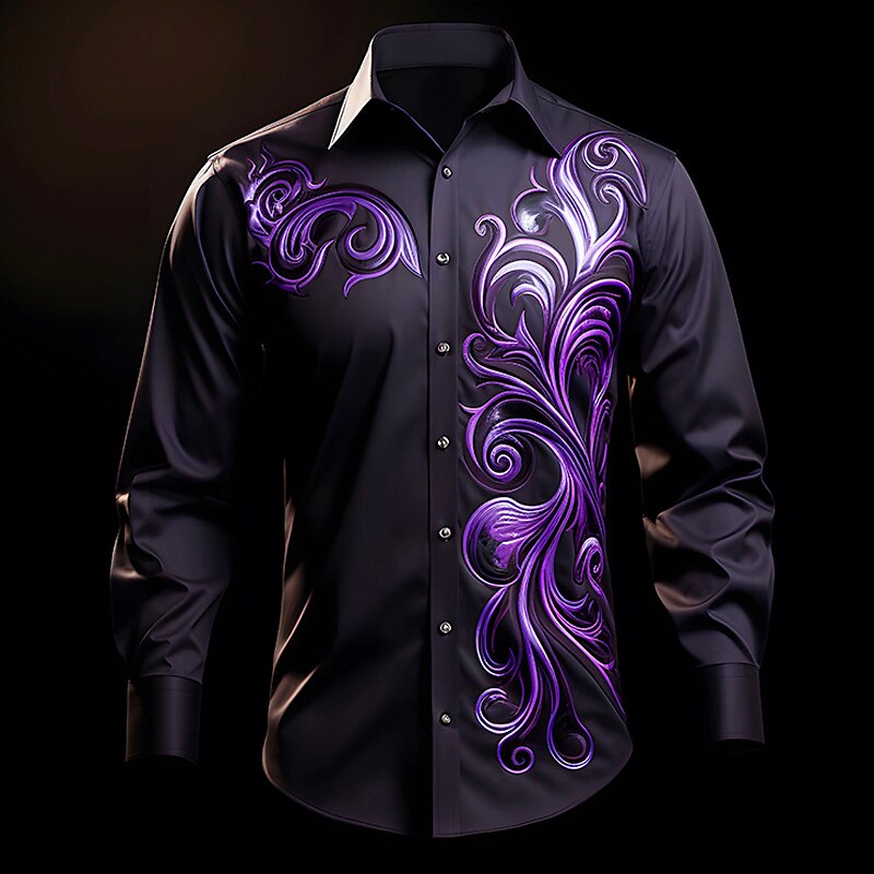 Men's Flame Casual Daily Wear Going out Fall & Winter Turndown Long Sleeve 4-Way Stretch Fabric Shirt
