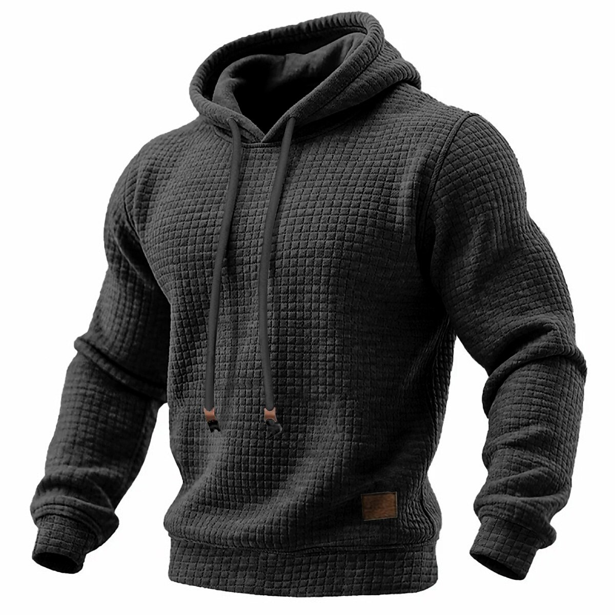 Men's Hoodie Waffle Hoodies Pullover Hoodie Sweatshirt Apricot Black White Light Grey Dark Gray Hooded Plain Textured Sports & Outdoor Casual Daily Streetwear Cool Sportswear Spring &  Fall Clothing