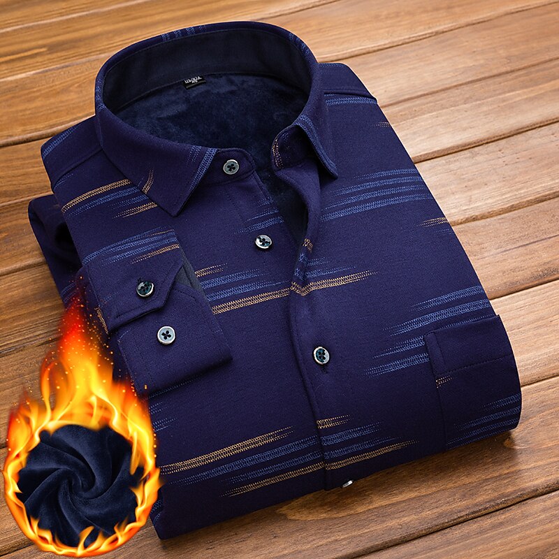 Men's Dress Shirt Button Up Shirt Flannel Shirt Collared Shirt Black-White Red Navy Blue Long Sleeve Tartan Turndown Winter Wedding Party Clothing Apparel Button-Down