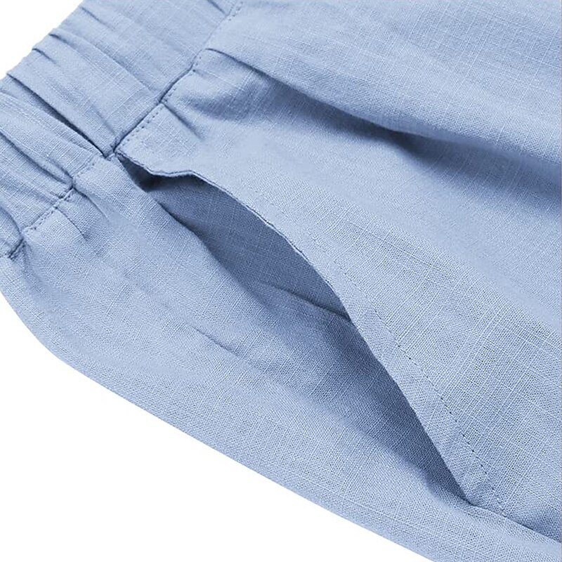 Men's Summer Beach Drawstring Elastic Waist Plain Comfort Breathable Outdoor Daily Going out Blend Fashion Streetwear Linen Pants