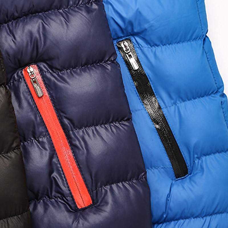 Men's Winter Coat Winter Jacket Puffer Jacket Quilted Jacket Zipper Pocket Hiking Windproof Warm Outdoor Winter Quilted Solid / Plain Color Black Burgundy Blue Dark Blue Puffer Jacket