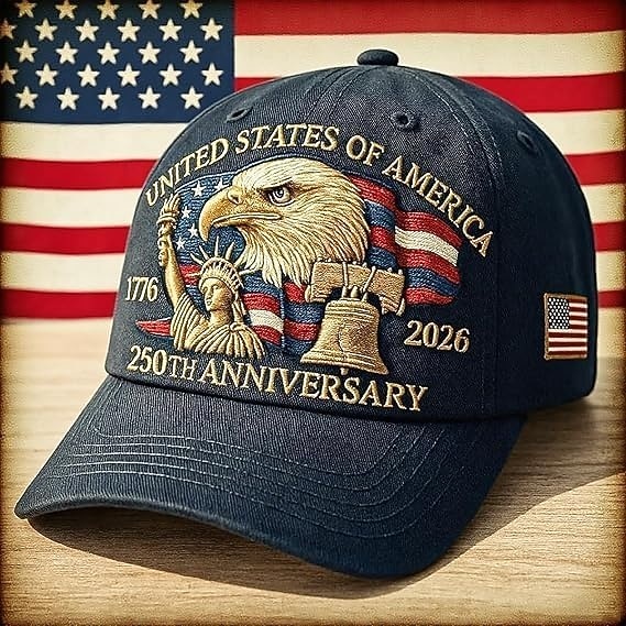 United States 250th Anniversary Unisex Cap Embroidered Patriotic Hat, Independence Day Celebration, USA Flag Design, Perfect Patriotic Gift for Men and Women Semiquincentennial for Family
