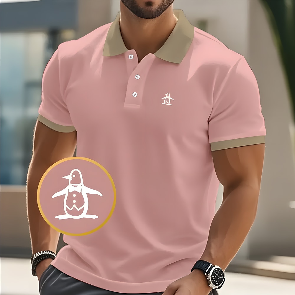 Men's Penguin Polo Short Sleeve Polo Shirts Collared Shirts Casual Resort Outdoor Daily Wear Vacation Wear 3D Print Summer Pink Brown Green