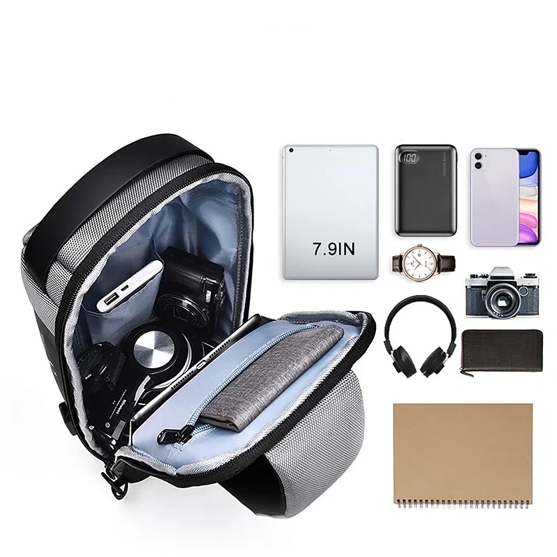 Men's Crossbody Bag Chest Bag Oxford Cloth Daily Large Capacity Durable Solid Color Black Army Green Blue