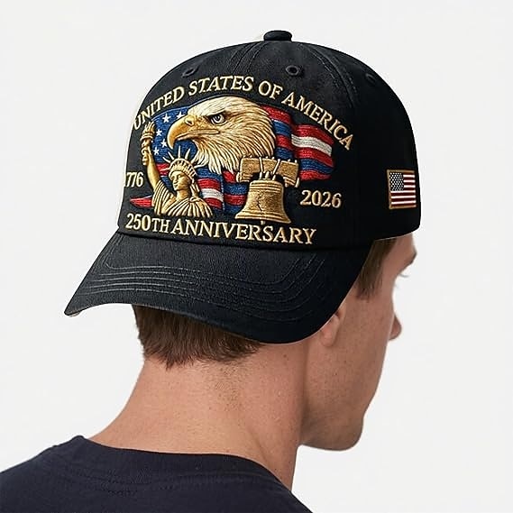 United States 250th Anniversary Unisex Cap Embroidered Patriotic Hat, Independence Day Celebration, USA Flag Design, Perfect Patriotic Gift for Men and Women Semiquincentennial for Family