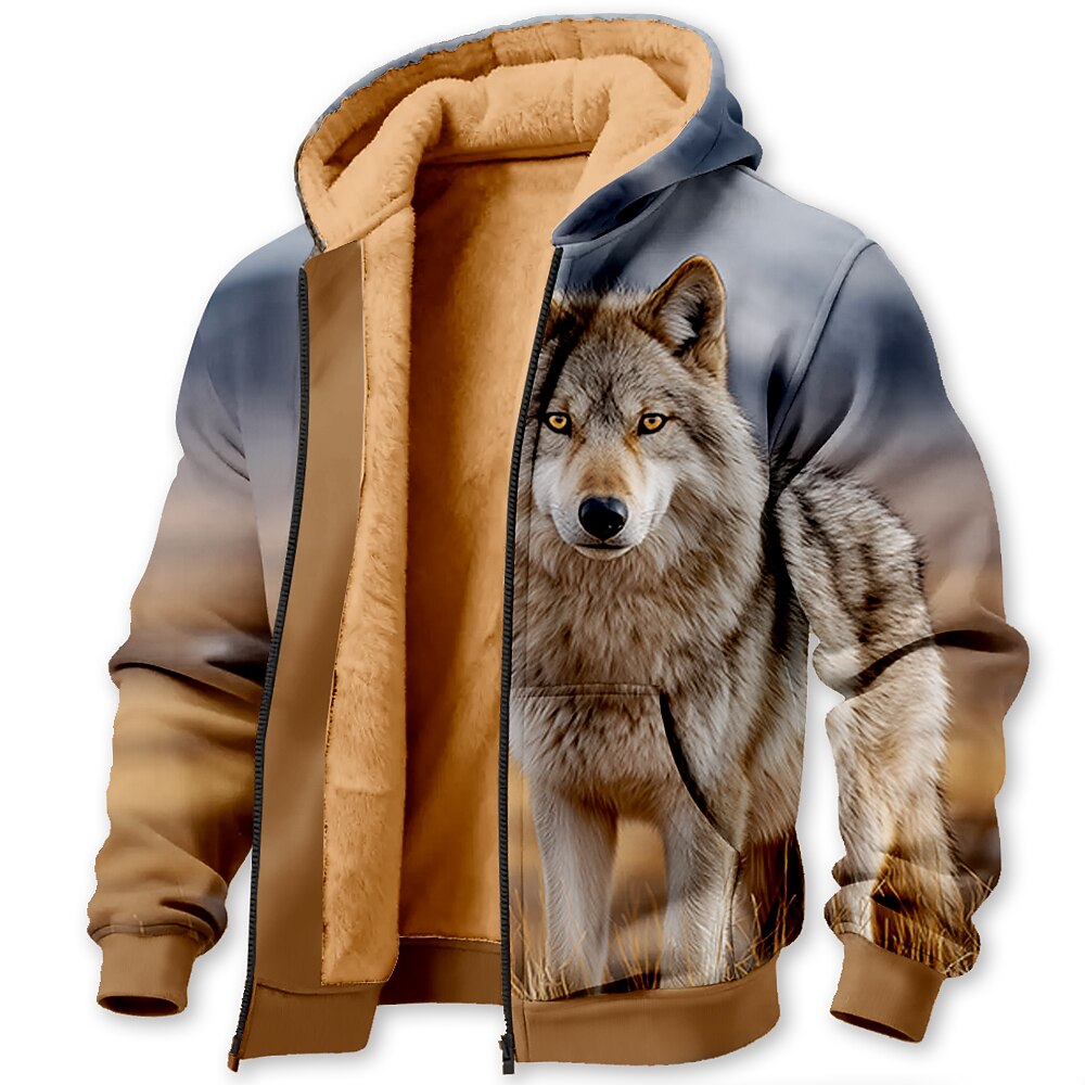 Men's Fox Fleece Hoodie Jacket Sweatshirt Classic Military Hunting Long Sleeve Crew Neck Outdoor Camping Blue 1 Black Blue Brown Green Zip Up Fall Winter Designer S M L XL 2XL 3XL