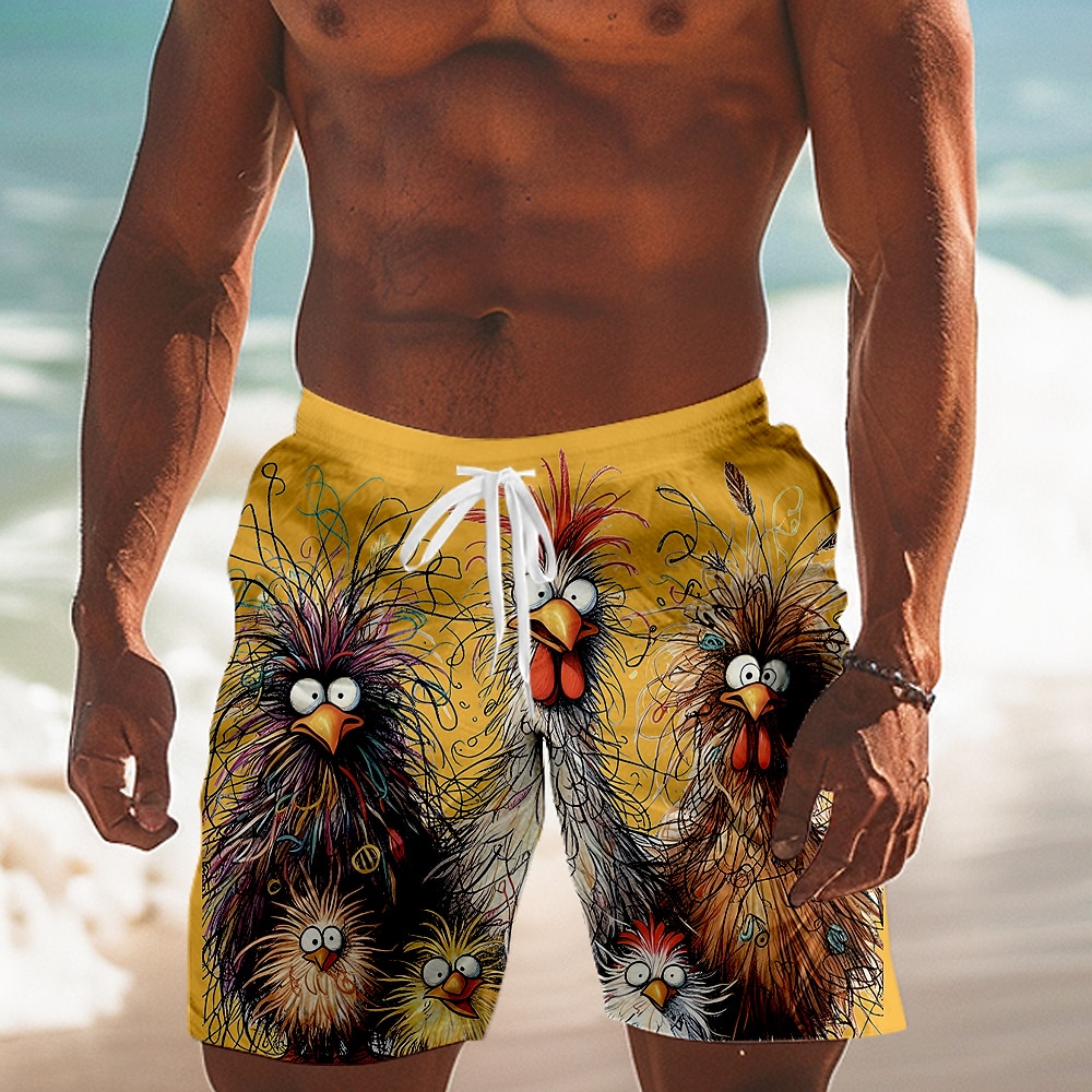 Men's Animal Crocodile Funny Swimming Trunks Board Shorts Shorts Mid Waist Streetwear Hawaiian Casual Daily Holiday Pocket Drawstring Elastic Waist Designer Clothing Apparel