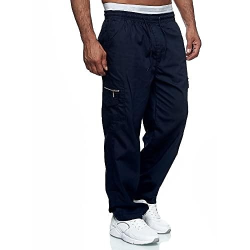 Mens Fashion Cargo Pants Casual Loose Trousers Multi-Pocket Outdoor Work Pants Jogger Athletic Sweatpants Navy
