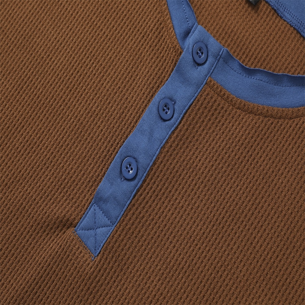 Men's Waffle Henley Shirt Tee Plaid Checkered Henley Outdoor Casual Short Sleeve Button Clothing Apparel Fashion Designer Comfortable