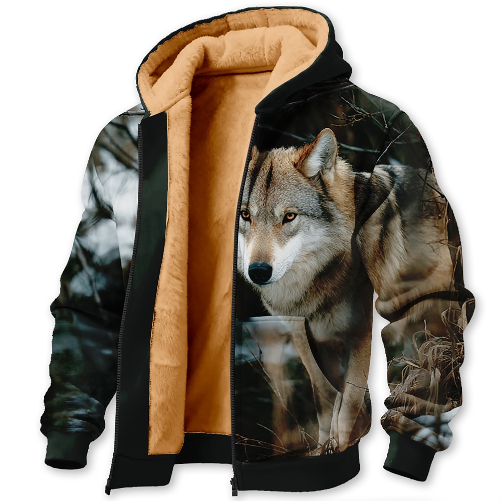 Men's Fox Fleece Hoodie Jacket Sweatshirt Classic Military Hunting Long Sleeve Crew Neck Outdoor Camping Blue 1 Black Blue Brown Green Zip Up Fall Winter Designer S M L XL 2XL 3XL