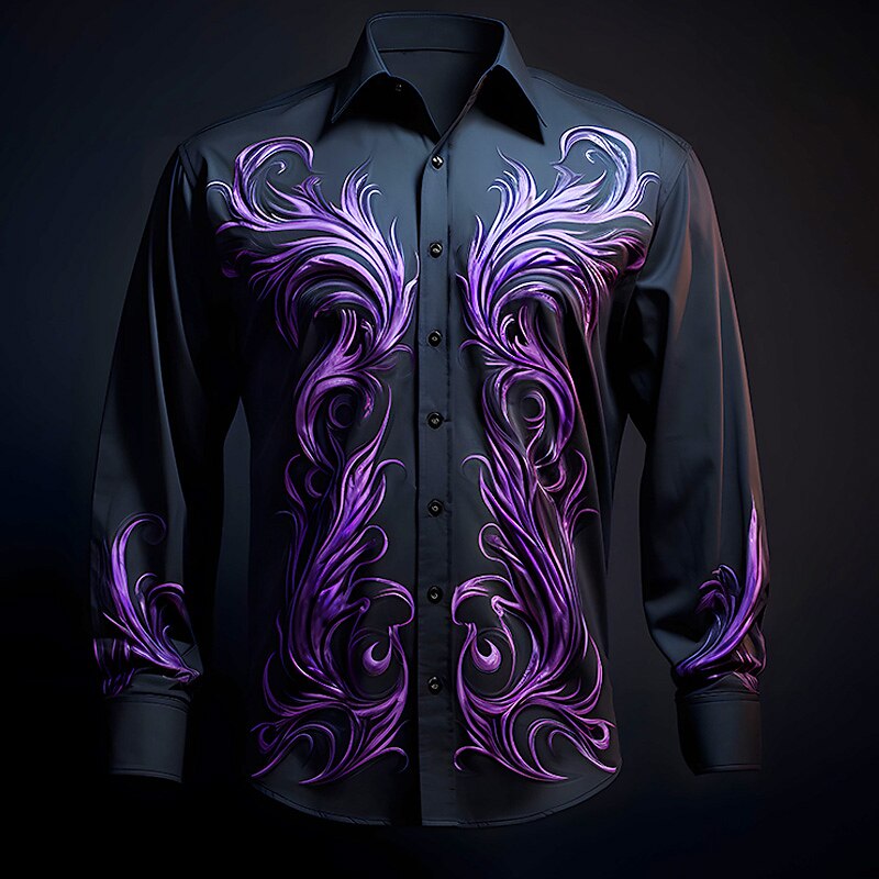 Men's Flame Casual Daily Wear Going out Fall & Winter Turndown Long Sleeve 4-Way Stretch Fabric Shirt