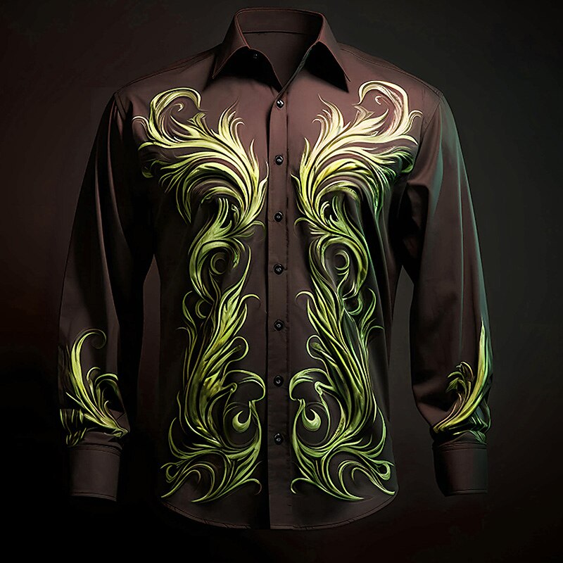 Men's Flame Casual Daily Wear Going out Fall & Winter Turndown Long Sleeve 4-Way Stretch Fabric Shirt