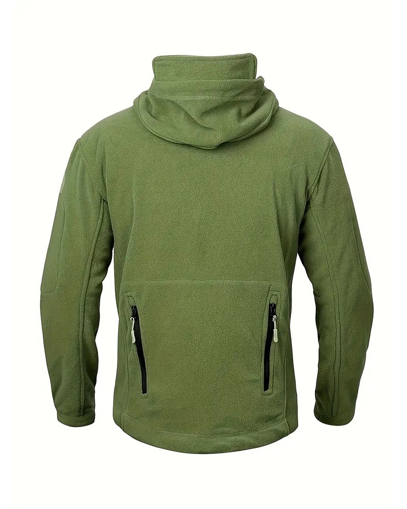 Men's Fleece Jacket Military Jacket Tactical Jacket Daily Vacation Thermal Warm Pocket Fleece Fall & Winter Plain Fashion Streetwear Hooded Regular Black Khaki Army Green Gray Jacket