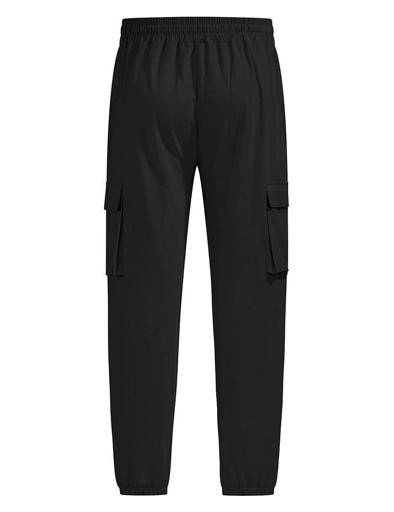 Men's Cargo Pants Linen Pants Trousers Summer Pants Beach Pants Drawstring Elastic Waist Multi Pocket Plain Comfort Breathable Daily Outdoor Beach Vacation Fashion Black White Inelastic