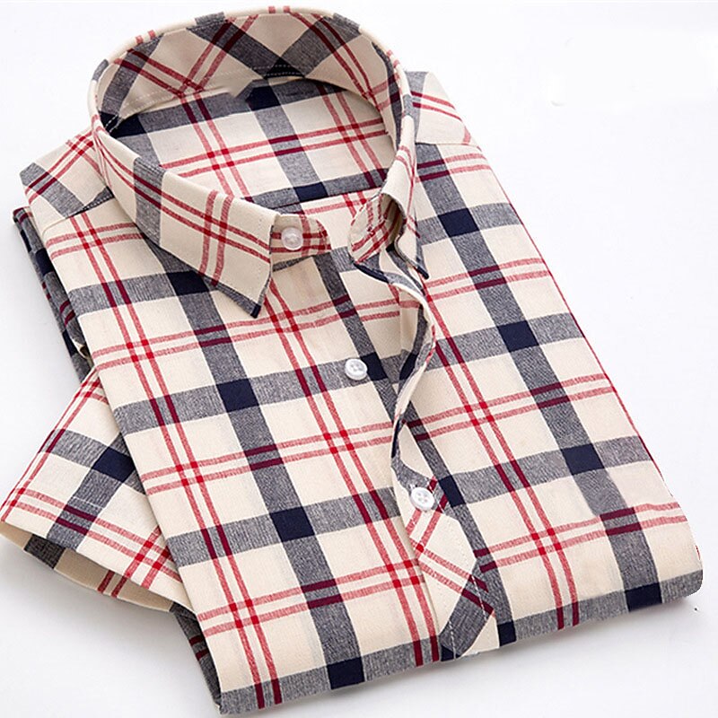 Men's Dress Shirt Light Yellow Pink Red Short Sleeve Turndown Summer Spring Wedding Going out Clothing Apparel