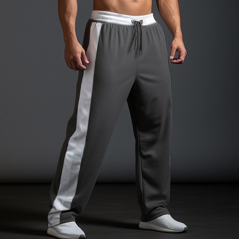 Men's Sweatpants Joggers Wide Leg Sweatpants Trousers Pocket Drawstring Elastic Waist Color Block Comfort Breathable Outdoor Daily Going out Fashion Casual Black Dark Gray