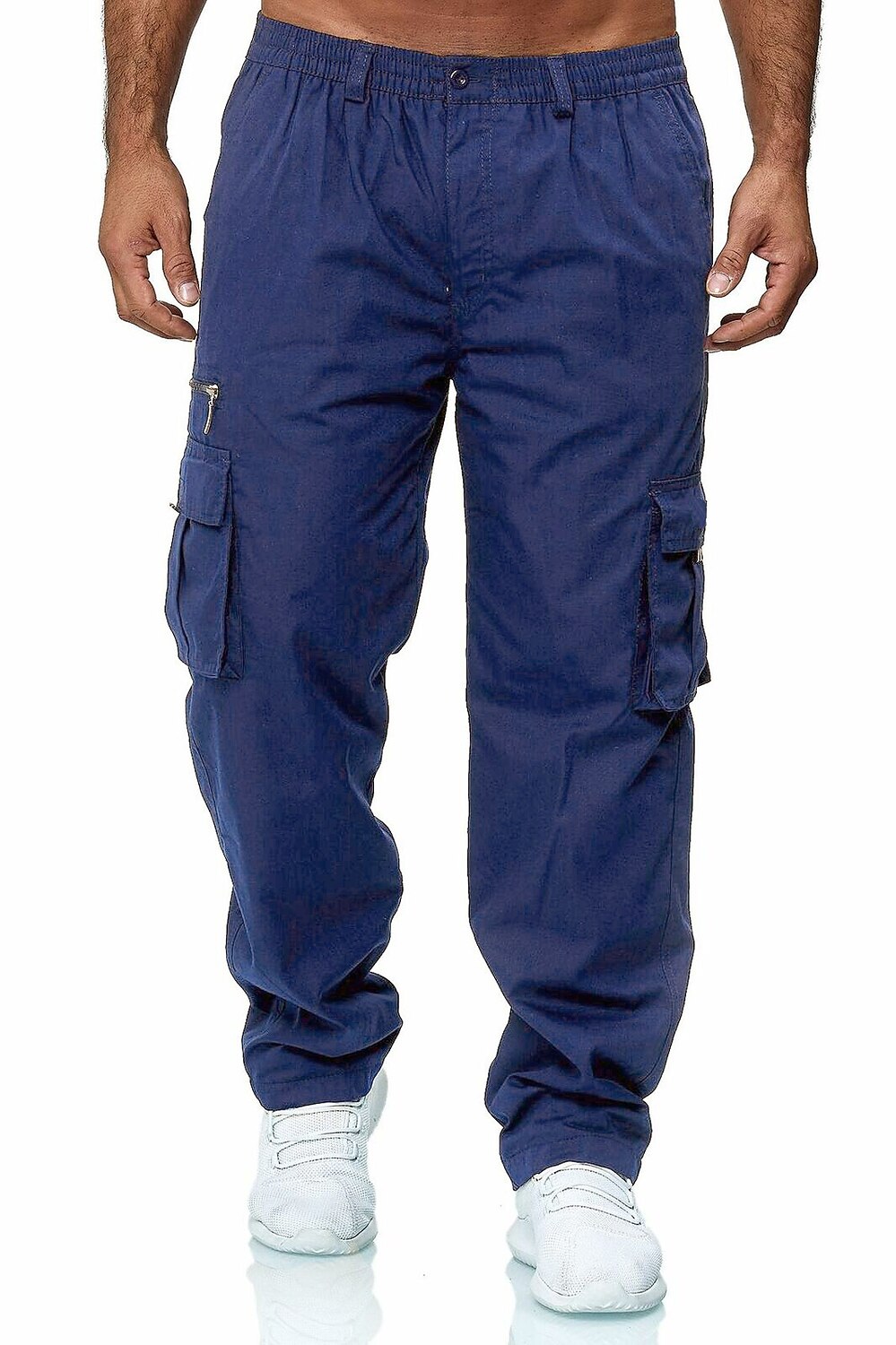 Men's Cargo Pants Cargo Trousers Trousers Elastic Waist Multi Pocket Straight Leg Multi Color Outdoor Sports Full Length Daily Wear Casual ArmyGreen Black Inelastic