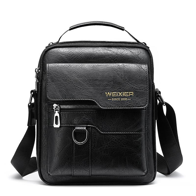 WEIXIER Crossbody Bag Men's Shoulder Bag Vintage Leather Vertical Hand Business Men's Casual Leather Bag Satchel Bag For Men