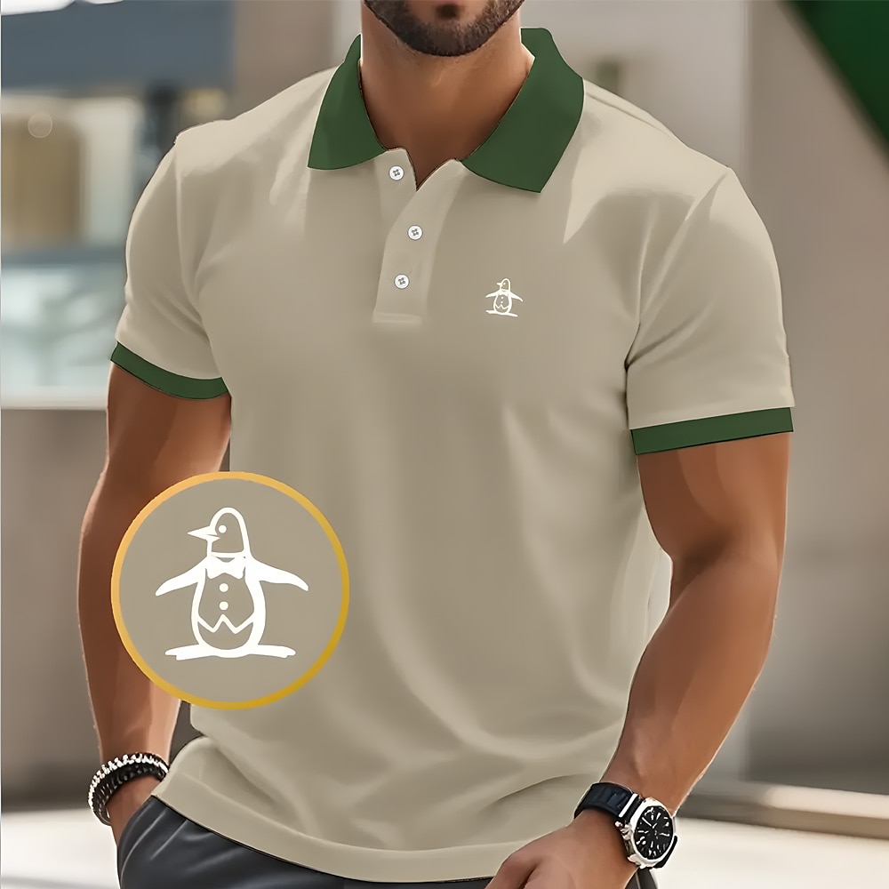 Men's Penguin Polo Short Sleeve Polo Shirts Collared Shirts Casual Resort Outdoor Daily Wear Vacation Wear 3D Print Summer Pink Brown Green