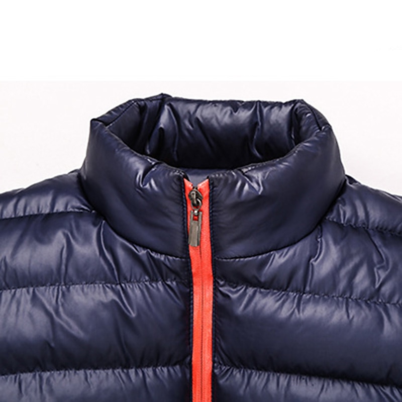 Men's Winter Coat Winter Jacket Puffer Jacket Quilted Jacket Zipper Pocket Hiking Windproof Warm Outdoor Winter Quilted Solid / Plain Color Black Burgundy Blue Dark Blue Puffer Jacket