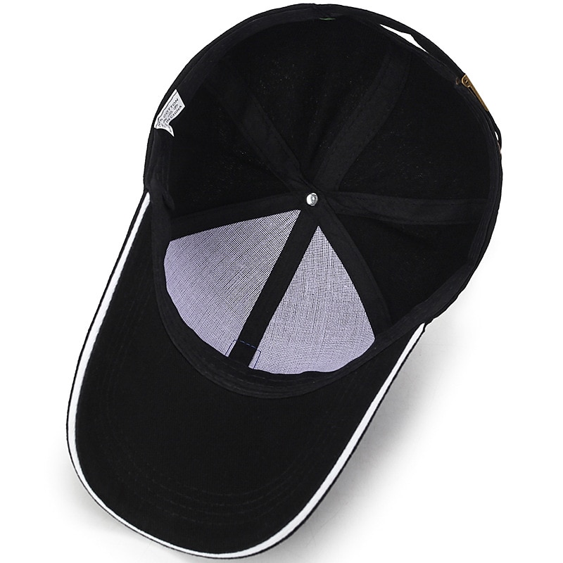 Men's Baseball Cap Black White Cotton Travel Beach Outdoor Vacation Plain Adjustable Fashion