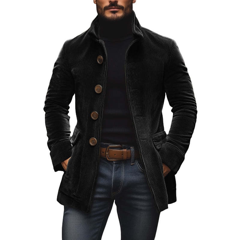 Men's  Casual Jacket Casual Daily Pocket Spring Fall Plain Streetwear Stylish Standing Collar Regular Black Red Brown Green Gray Jacket